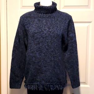 Victoria Jones Women's Blue Knitted Turtleneck Sweater - Size Large
